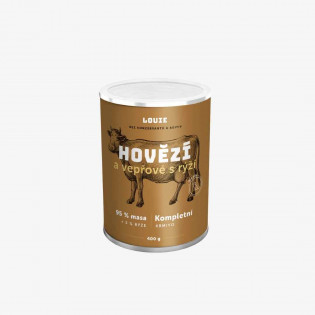 LOUIE konzerva pro psy Hovězí & vepřové s rýží 400g
